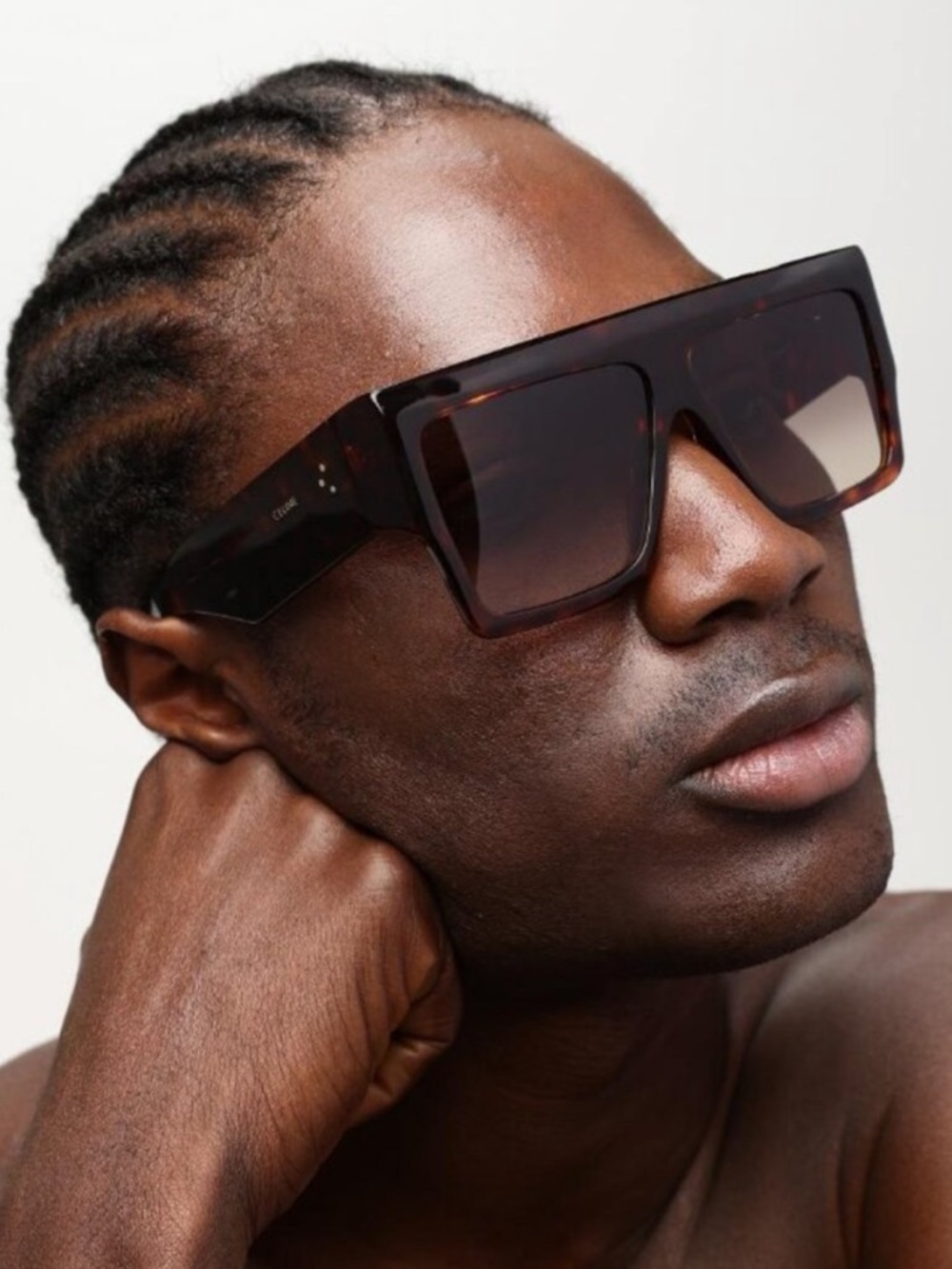CELINE CL400921 60mm Oversized Square Unisex Sunglasses NWT Dark Havana 52F